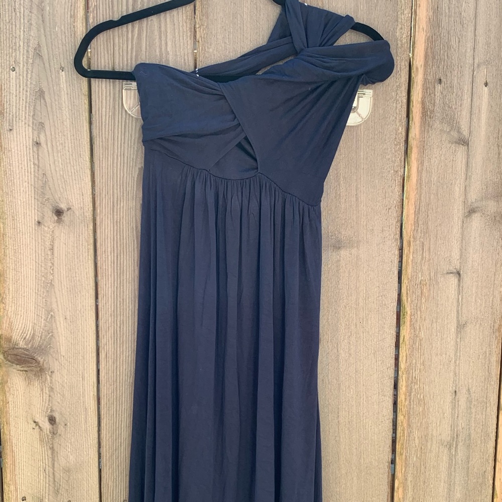 Slate Blue One Shoulder Dress